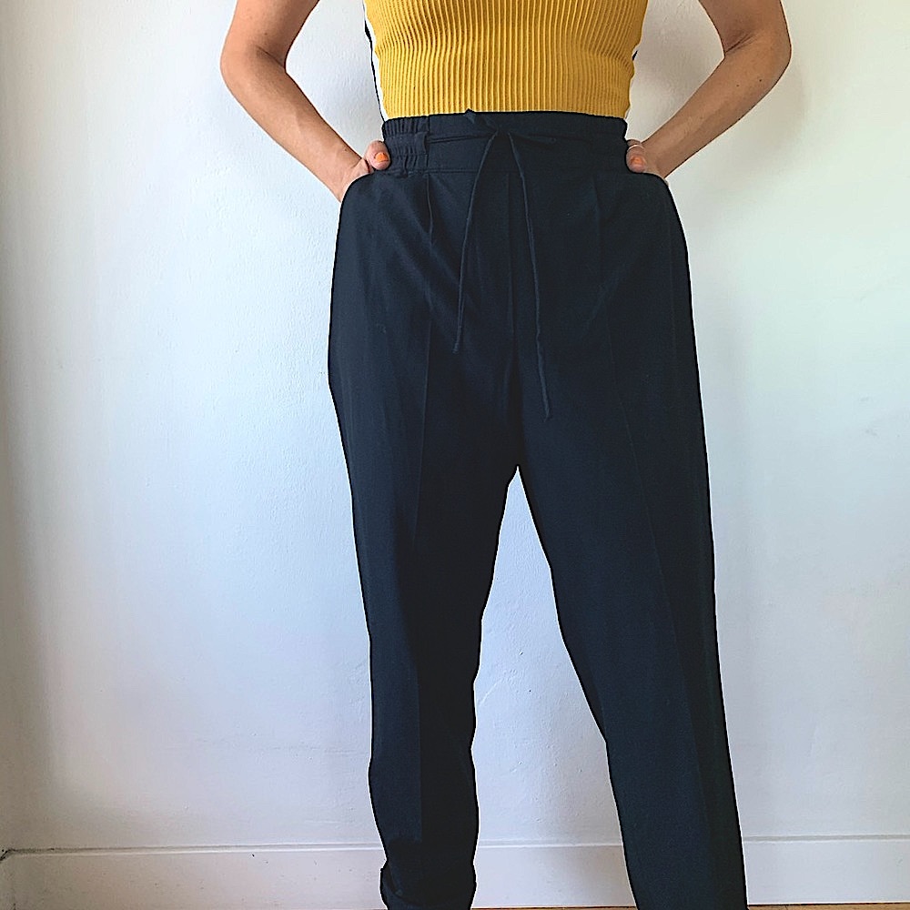 Black Zara Woven Trousers + Pockets and drawstring